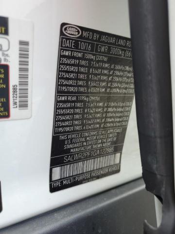 SALWR2PF1GA122885 - 2016 LAND ROVER RANGE ROVE HSE WHITE photo 13