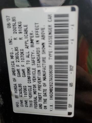 1HGCM82627A008088 - 2007 HONDA ACCORD EX შავი ფოტო 12