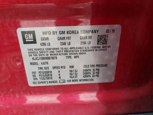 KL4CJ1SBXKB878079 - 2019 BUICK ENCORE SPORT TOURING RED photo 13