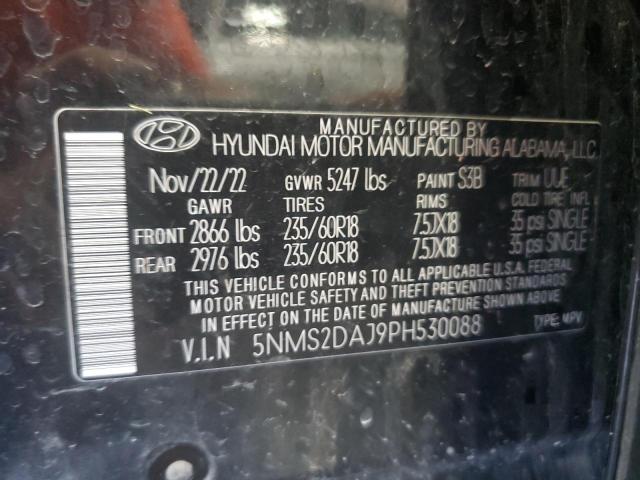 5NMS2DAJ9PH530088 - 2023 HYUNDAI SANTA FE SEL Қара фото 13
