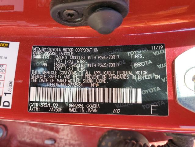 JTEBU5JR0L5773934 - 2020 TOYOTA 4RUNNER SR5/SR5 PREMIUM 红色 照片 14