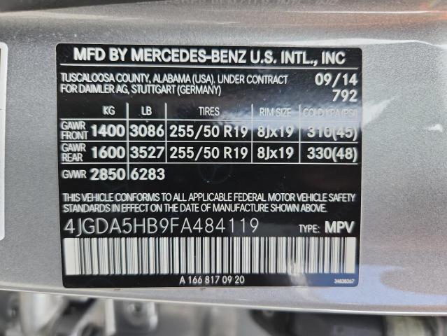4JGDA5HB9FA484119 - 2015 MERCEDES-BENZ ML 350 4MATIC SILVER photo 13