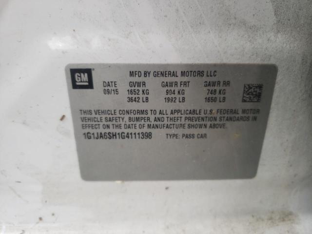 1G1JA6SH1G4111398 - 2016 CHEVROLET SONIC LS Ақ фото 13