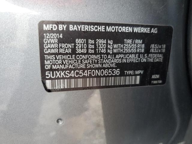 5UXKS4C54F0N06536 - 2015 BMW X5 XDRIVE35D GRAY photo 13