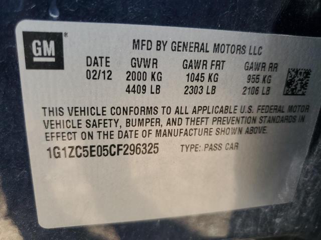 1G1ZC5E05CF296325 - 2012 CHEVROLET MALIBU 1LT 蓝色 照片 12