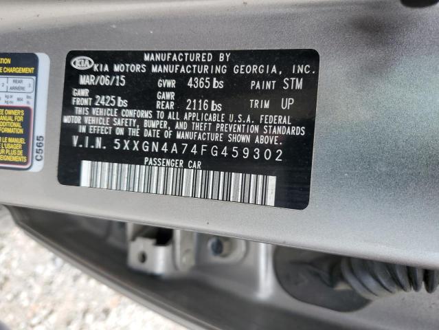5XXGN4A74FG459302 - 2015 KIA OPTIMA EX SILVER photo 12