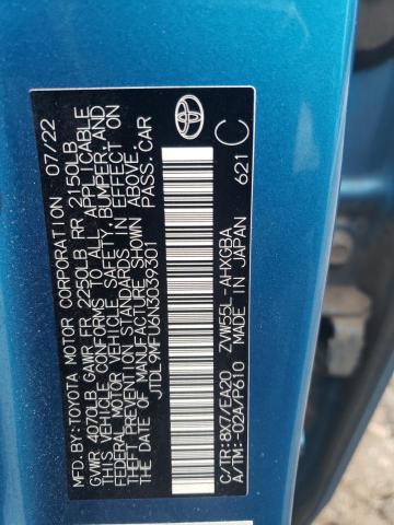 JTDL9MFU6N3039301 - 2022 TOYOTA PRIUS LE BLUE photo 12