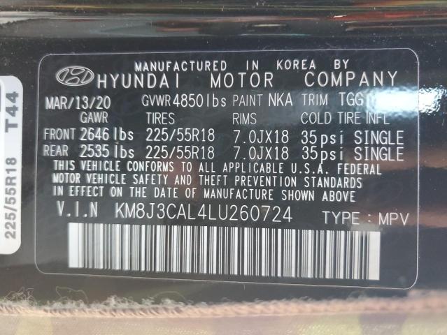 KM8J3CAL4LU260724 - 2020 HYUNDAI TUCSON LIMITED BLACK photo 13