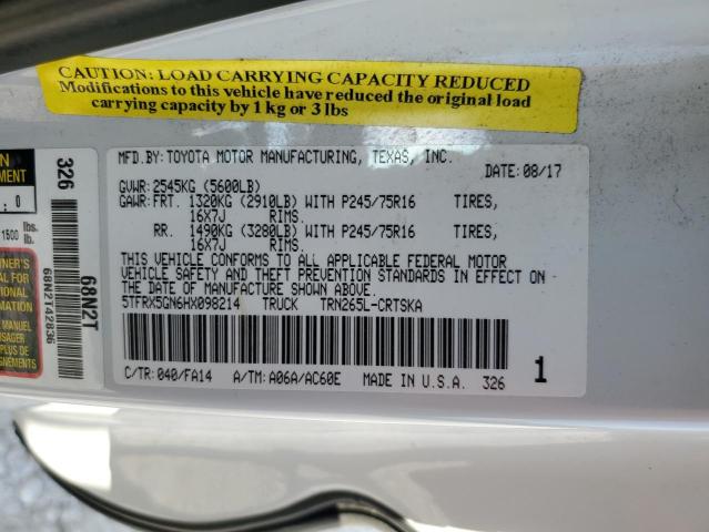 5TFRX5GN6HX098214 - 2017 TOYOTA TACOMA ACCESS CAB Ақ фото 13