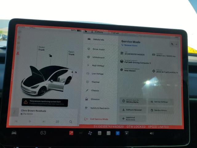 5YJ3E1EB7KF440820 - 2019 TESLA MODEL 3 Սպիտակ լուսանկար 9