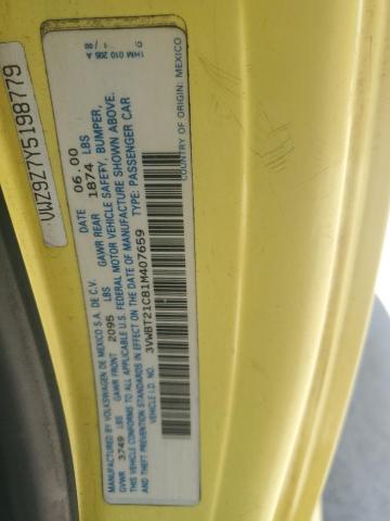 3VWBT21C81M407659 - 2001 VOLKSWAGEN NEW BEETLE GL 黄色 照片 12