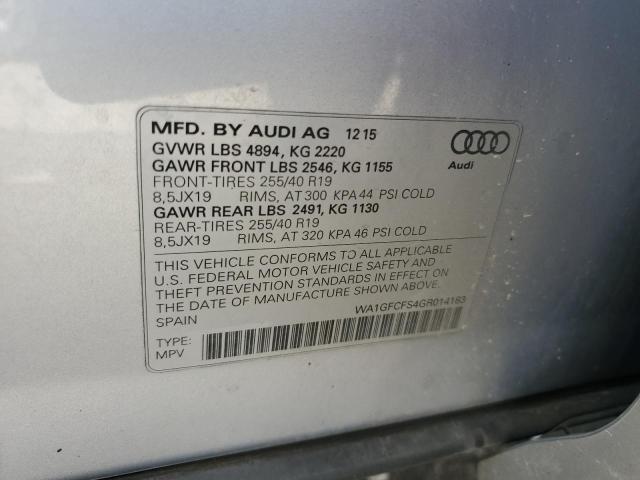 WA1GFCFS4GR014183 - 2016 AUDI Q3 PRESTIGE SILVER photo 13