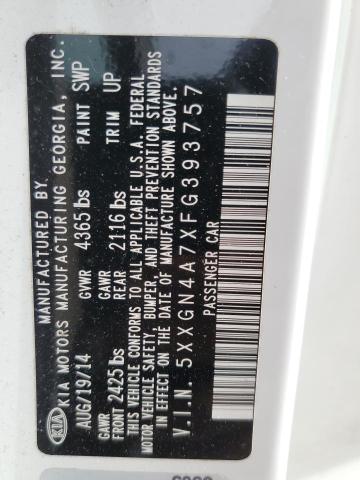 5XXGN4A7XFG393757 - 2015 KIA OPTIMA EX WHITE photo 13