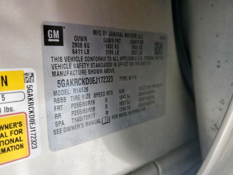 5GAKRCKD0EJ172323 - 2014 BUICK ENCLAVE TAN photo 14