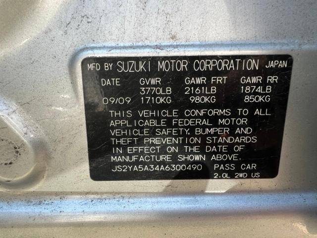 JS2YA5A34A6300490 - 2010 SUZUKI SX4 SILVER photo 10