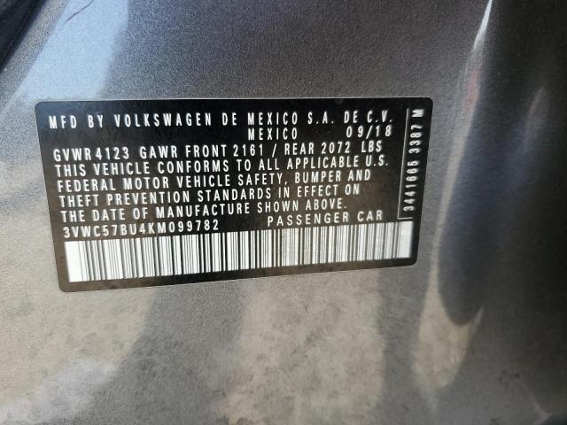 3VWC57BU4KM099782 - 2019 VOLKSWAGEN JETTA S GRAY photo 13