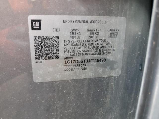 1G1ZD5ST3JF115490 - 2018 CHEVROLET MALIBU LT 灰色 照片 12