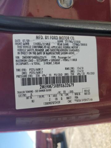 2MEHM75V89X632679 - 2009 MERCURY GRAND MARQ LS MAROON photo 13