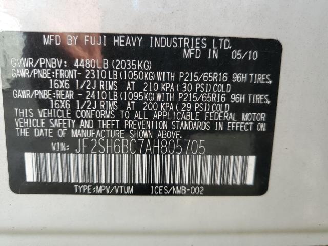 JF2SH6BC7AH805705 - 2010 SUBARU FORESTER XS Ақ фото 14