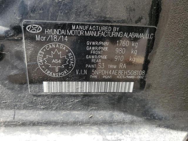 5NPDH4AE8EH508108 - 2014 HYUNDAI ELANTRA SE BLACK photo 12