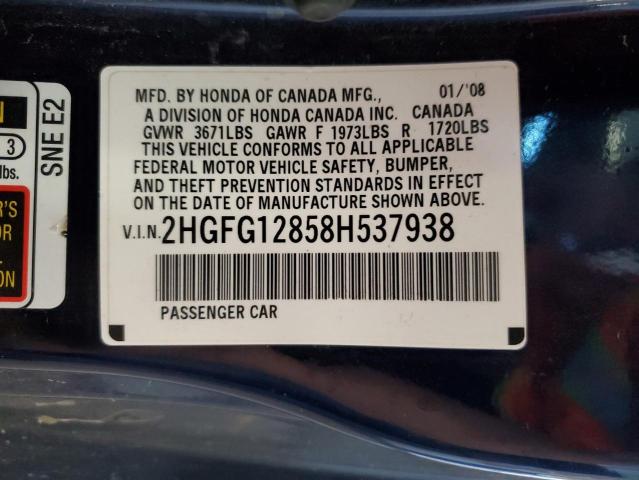 2HGFG12858H537938 - 2008 HONDA CIVIC EX BLUE photo 13