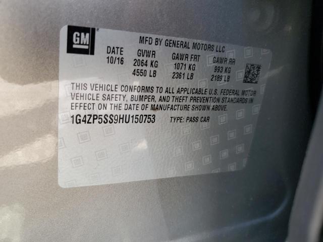 1G4ZP5SS9HU150753 - 2017 BUICK LACROSSE ESSENCE ნაცრისფერი ფოტო 12