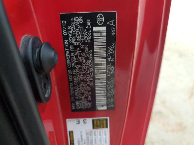 JTKJF5C78D3053566 - 2013 TOYOTA SCION TC 红色 照片 12