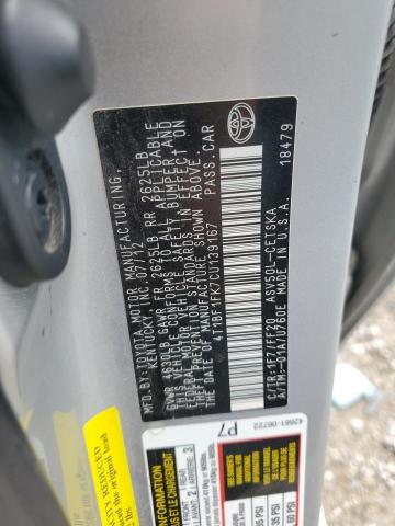 4T1BF1FK7CU139167 - 2012 TOYOTA CAMRY BASE SILVER photo 12