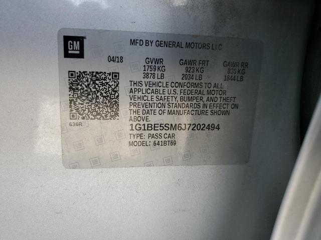 1G1BE5SM6J7202494 - 2018 CHEVROLET CRUZE LT SILVER photo 12