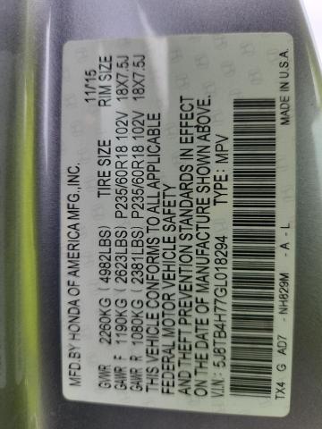 5J8TB4H77GL018294 - 2016 ACURA RDX ADVANCE GRAY photo 13