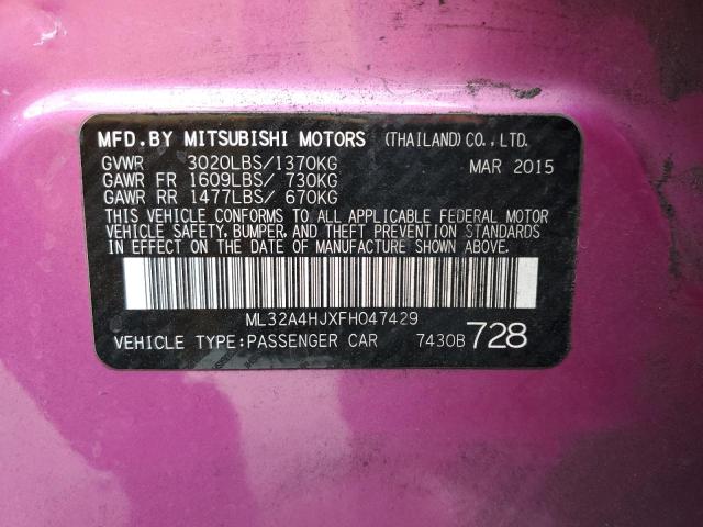 ML32A4HJXFH047429 - 2015 MITSUBISHI MIRAGE ES PINK photo 12