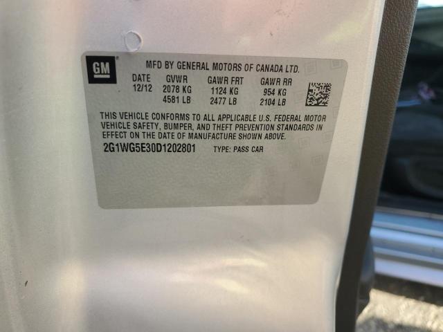 2G1WG5E30D1202801 - 2013 CHEVROLET IMPALA LT ვერცხლისფერი ფოტო 12