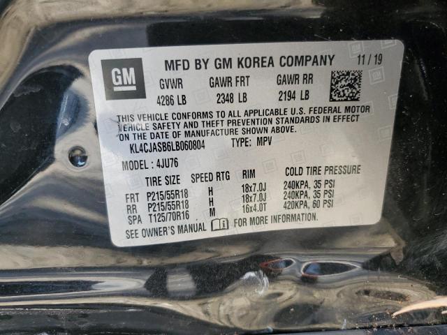 KL4CJASB6LB060804 - 2020 BUICK ENCORE PREFERRED BLACK photo 12