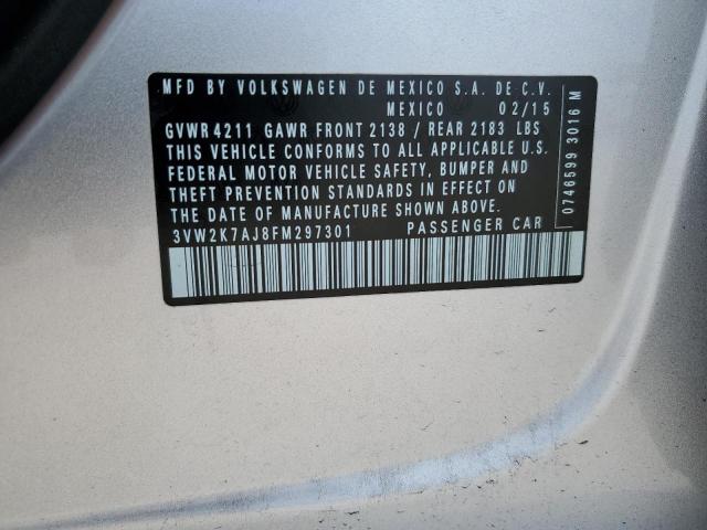 3VW2K7AJ8FM297301 - 2015 VOLKSWAGEN JETTA BASE 银色 照片 12
