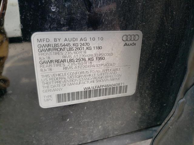 WA1LFAFP4BA040871 - 2011 AUDI Q5 PREMIUM PLUS BLACK photo 12