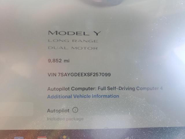 7SAYGDEEXSF257099 - 2025 TESLA MODEL Y GRAY photo 9