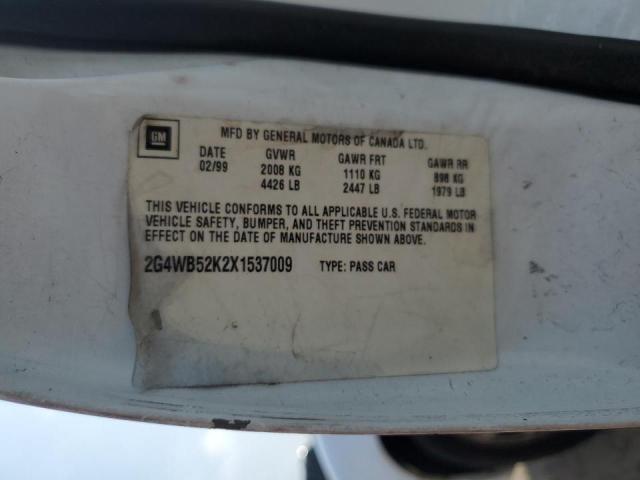 2G4WB52K2X1537009 - 1999 BUICK REGAL LS 白色 照片 12