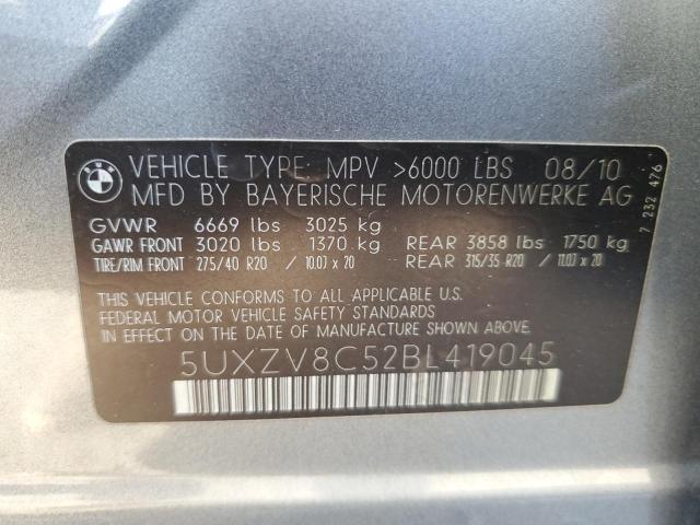 5UXZV8C52BL419045 - 2011 BMW X5 XDRIVE50I GRAY photo 13