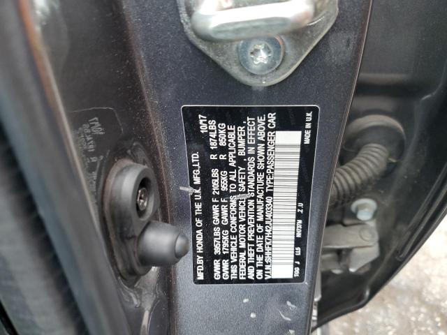 SHHFK7H42JU403340 - 2018 HONDA CIVIC SPORT 灰色 照片 12