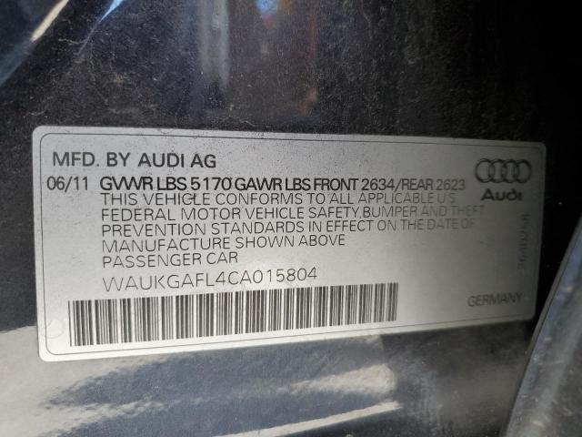 WAUKGAFL4CA015804 - 2012 AUDI S4 PRESTIGE BLACK photo 12