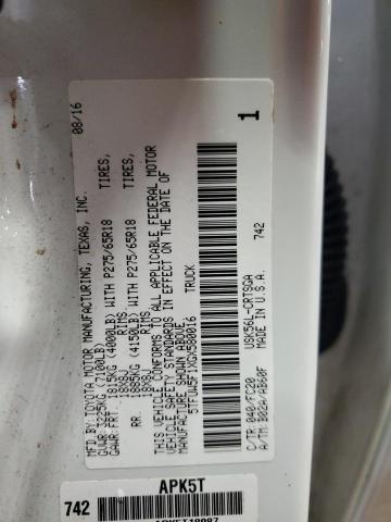 5TFUW5F1XGX580016 - 2016 TOYOTA TUNDRA DOUBLE CAB SR WHITE photo 12