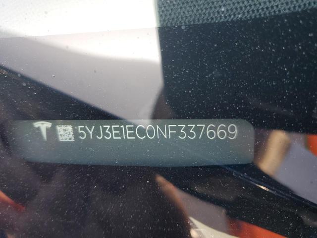 5YJ3E1EC0NF337669 - 2022 TESLA MODEL 3 أزرق صورة 12