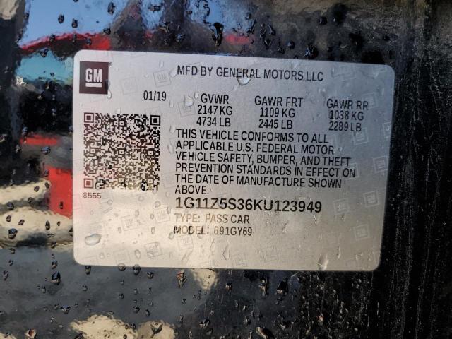 1G11Z5S36KU123949 - 2019 CHEVROLET IMPALA LT 黑色 照片 13