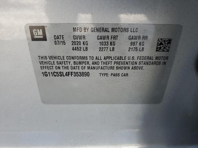 1G11C5SL4FF353890 - 2015 CHEVROLET MALIBU 1LT 银色 照片 12