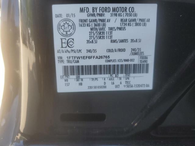 1FTFW1EF6FFA26765 - 2015 FORD F150 SUPERCREW BLACK photo 12