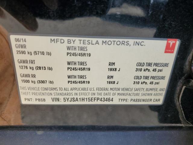 5YJSA1H15EFP43464 - 2014 TESLA MODEL S 黑色 照片 12