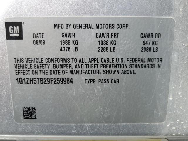 1G1ZH57B29F259984 - 2009 CHEVROLET MALIBU 1LT Gümüş foto 12