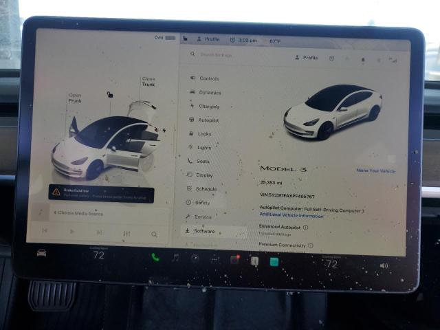 5YJ3E1EAXPF405767 - 2023 TESLA MODEL 3 WHITE photo 9