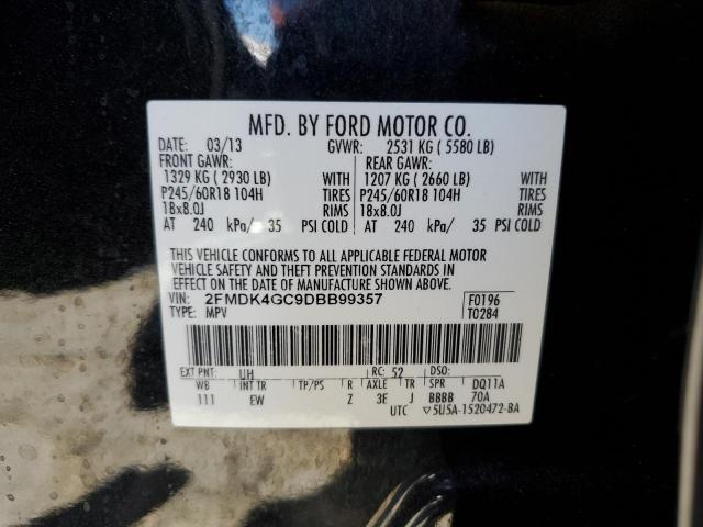 2FMDK4GC9DBB99357 - 2013 FORD EDGE SE BLACK photo 13