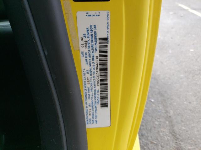 3VWDD21C42M440018 - 2002 VOLKSWAGEN NEW BEETLE GLX 黄色 照片 12